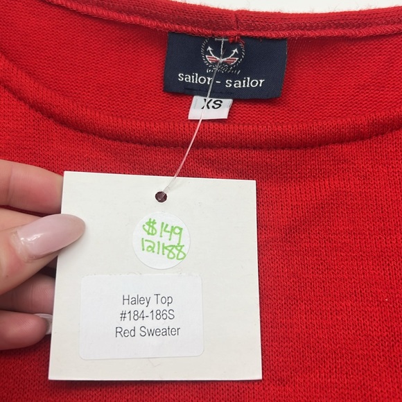 NWT Ruffle Sleeve Sweater Christmas Red - Picture 3 of 5